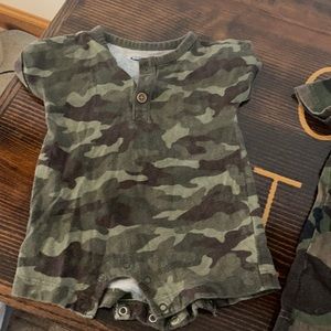 2 short sleeve/short outfits and 1 footie pajama. All 0-3